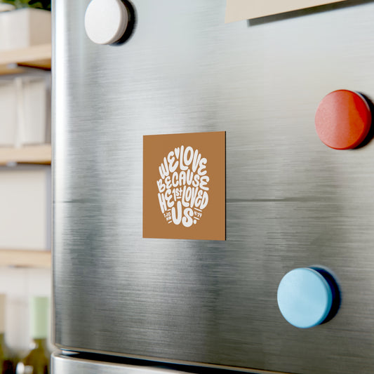 Square Magnet - We Love (Tan/White) - A Thousand Elsewhere