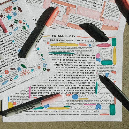 Bible Journaling Colouring Worksheets - Romans 8 Series - A Thousand Elsewhere