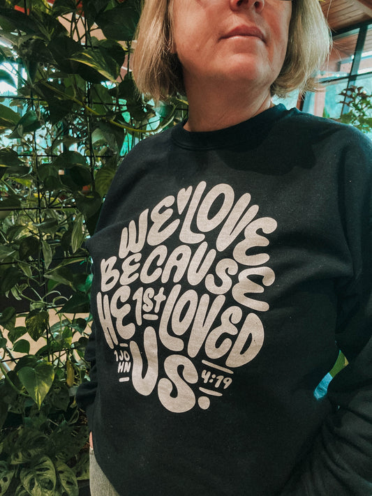 Unisex Heavy Blend Crewneck - We Love (White) - A Thousand Elsewhere