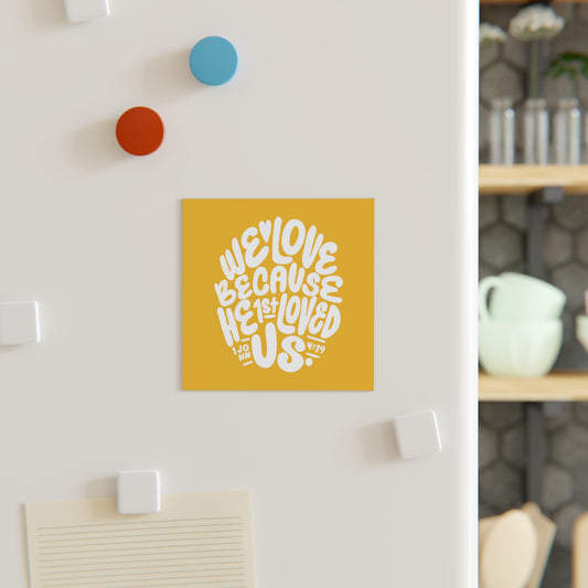 Square Magnet - We Love (Yellow/White) - A Thousand Elsewhere
