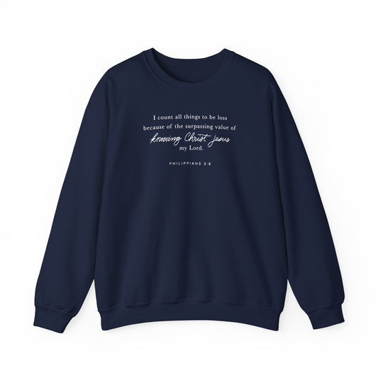 Unisex Heavy Blend Crewneck - Philippians 3:8 - A Thousand Elsewhere