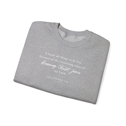 Unisex Heavy Blend Crewneck - Philippians 3:8