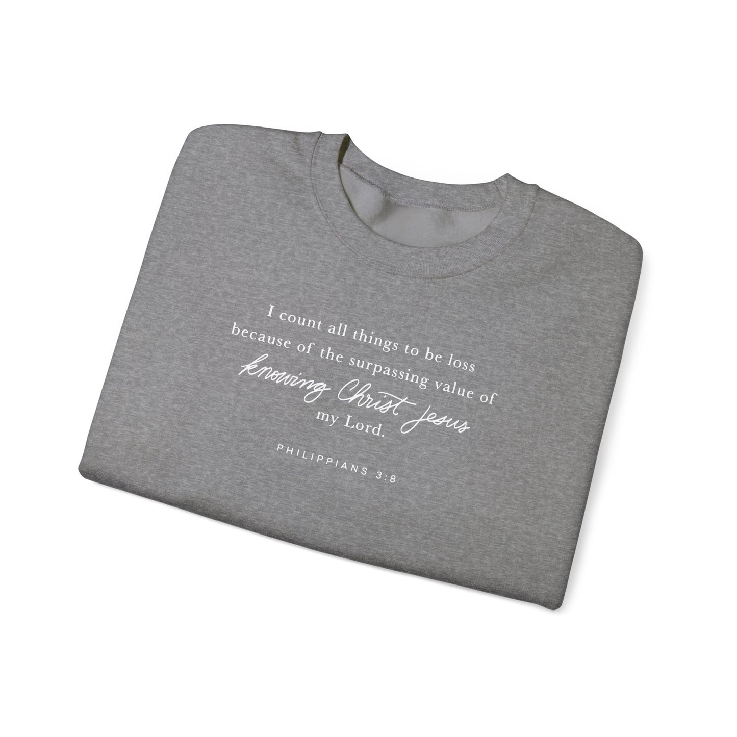 Unisex Heavy Blend Crewneck - Philippians 3:8