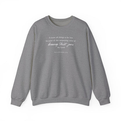 Unisex Heavy Blend Crewneck - Philippians 3:8