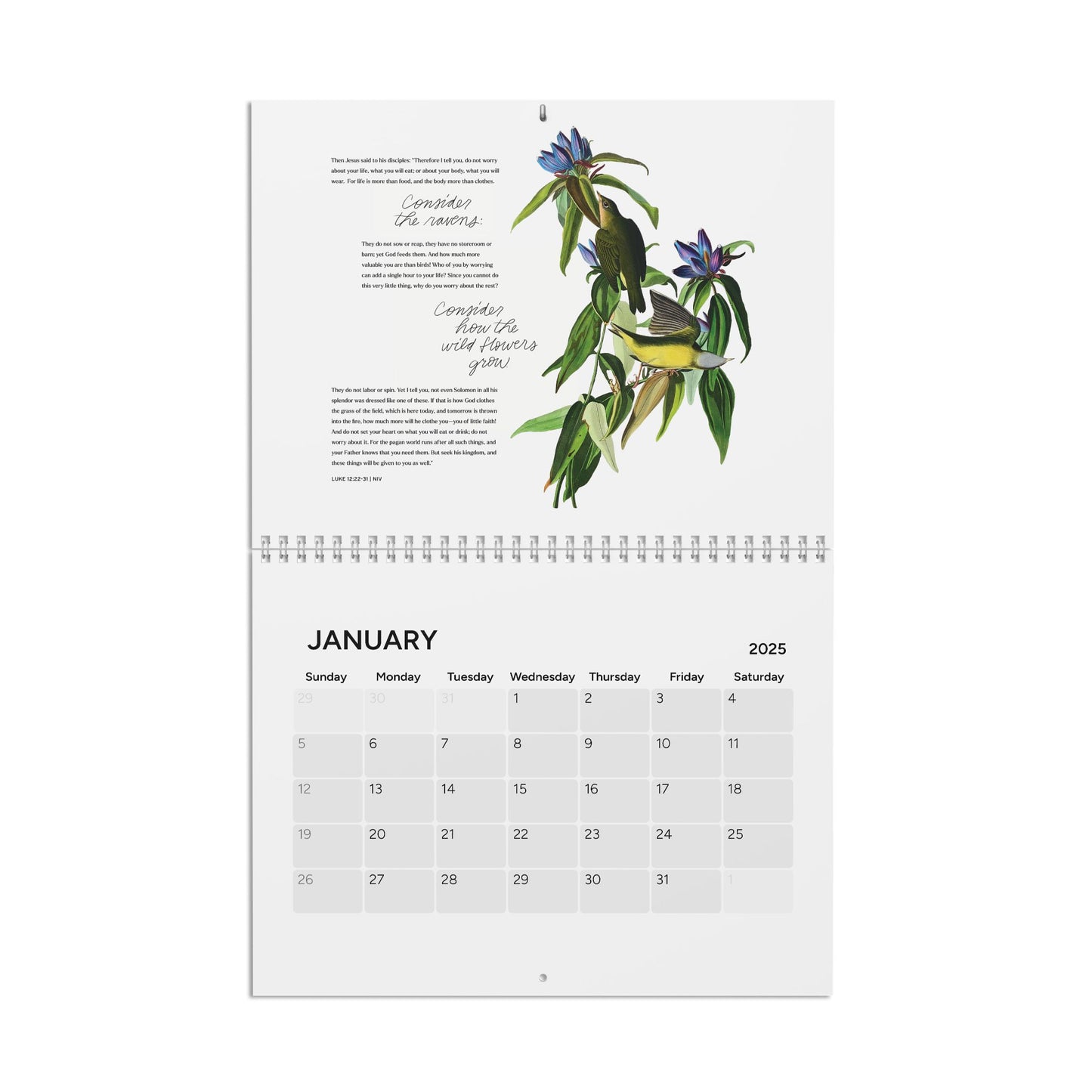 Consider the Birds & Flowers - 2025 Wall Calendar