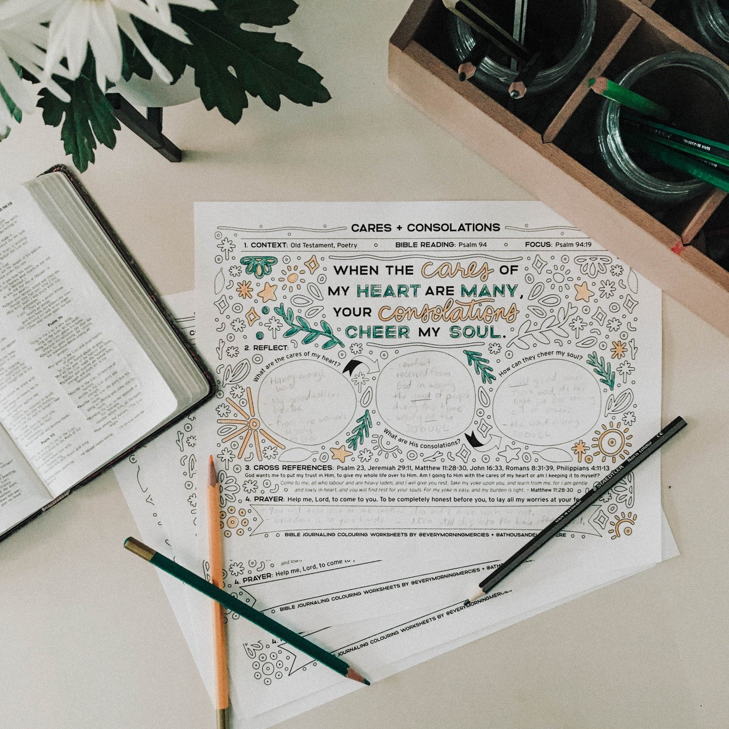 Bible Journaling Colouring Worksheets - Saved to Serve Series - A Thousand Elsewhere