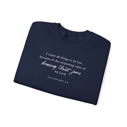 Unisex Heavy Blend Crewneck - Philippians 3:8